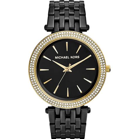 michael kors damen uhr schwarz gold|michael kors damenuhrn.